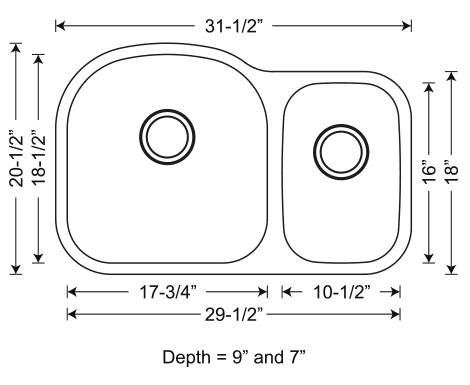 SIS-203 HERCULES – 1-1/2 Double bowl kitchen sink